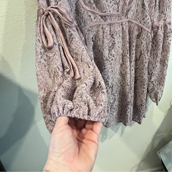 Free People lavender mauve size large lace tunic dress no slip - Picture 8 of 10